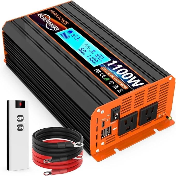 Inverter 1100W Pure Sine Wave Type C LCD Display