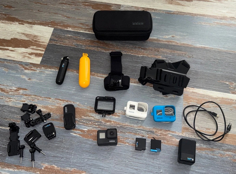 GoPro Hero 7 Black waterproof action camera bundle with protective housing and mounts