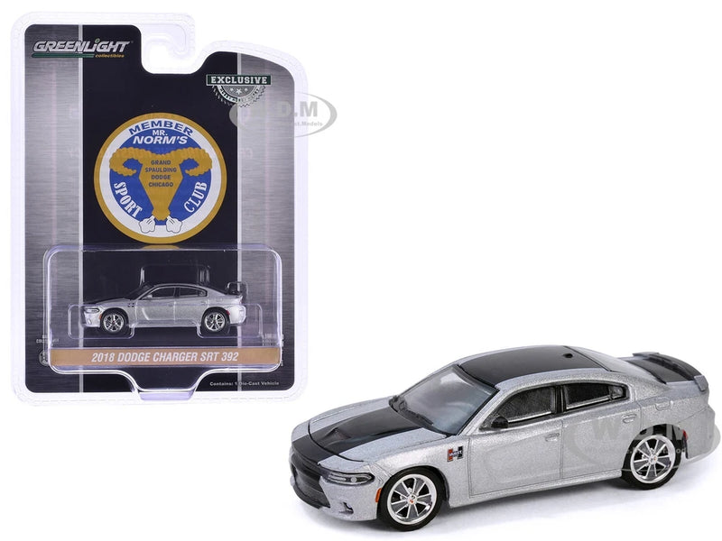 2018 DODGE CHARGER SRT 392 SILVER 1/64 DIECAST MODEL CAR BY GREENLIGHT 30506