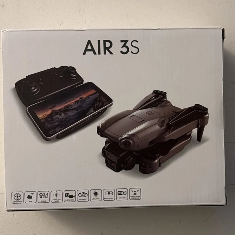 Air 3S drone box showing drone and smartphone controller