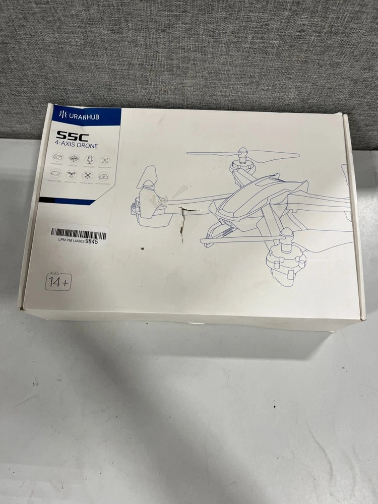 Mini 4-axis quadcopter drone box with remote control and line diagrams