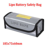 Fireproof LiPo battery safety bag, gray with black trim and LiPO SAFE print