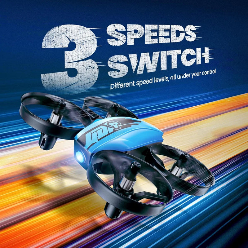 Blue mini indoor RC quadcopter drone with four rotors