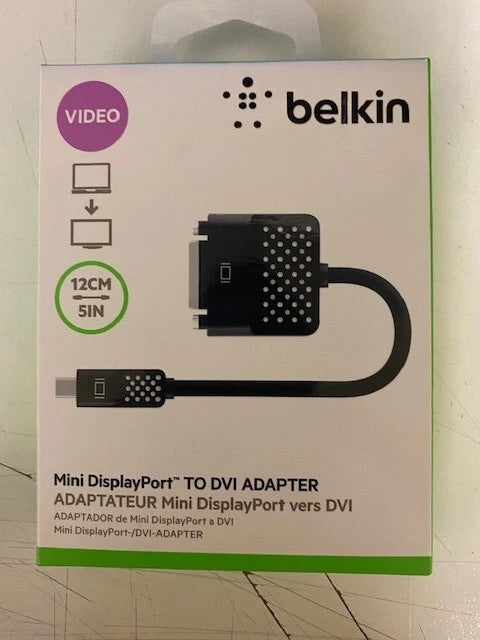 Belkin Mini DisplayPort to DVI Adapter 1080p 5in Black F2CD029bt