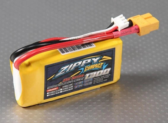 ZIPPY COMPACT 1300mAh 2S 7.4V 25C LIPO BATTERY XT60 RC CAR TRUCK PLANE QUAD Battery