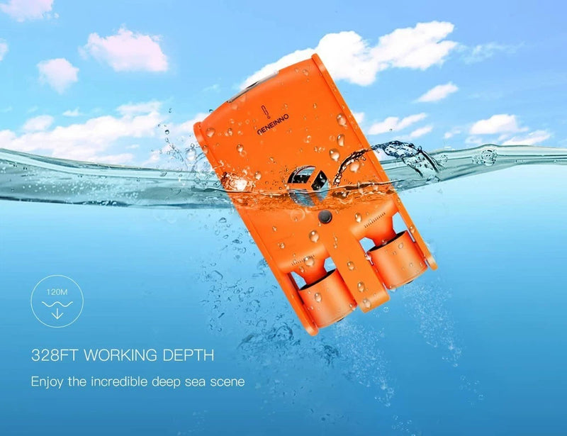 Orange Geneinno Poseidon I underwater drone with front camera and fins