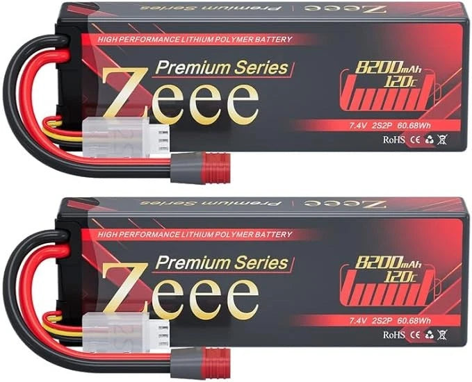 2x Zeee 2S 8200mAh Lipo Battery 7.4V 120C T Plug for RC Car Truck Truggy Boat Battery