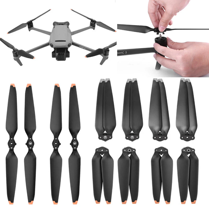 Black propeller blades set with orange tips, multiple replacement pairs
