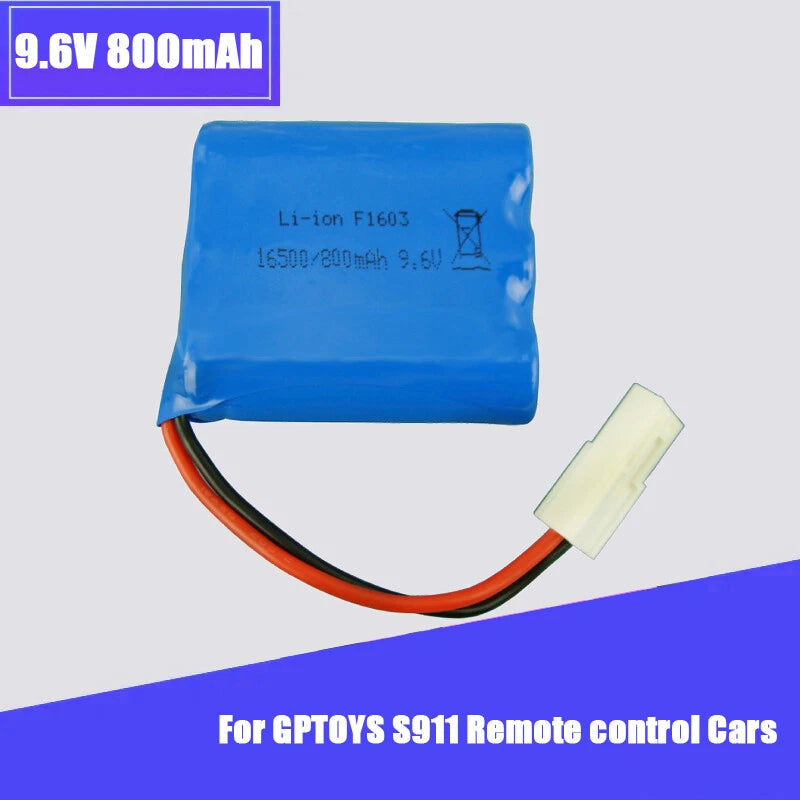 9.6V 800mAh Li-ion battery pack with EL-2P plug and red/black wires