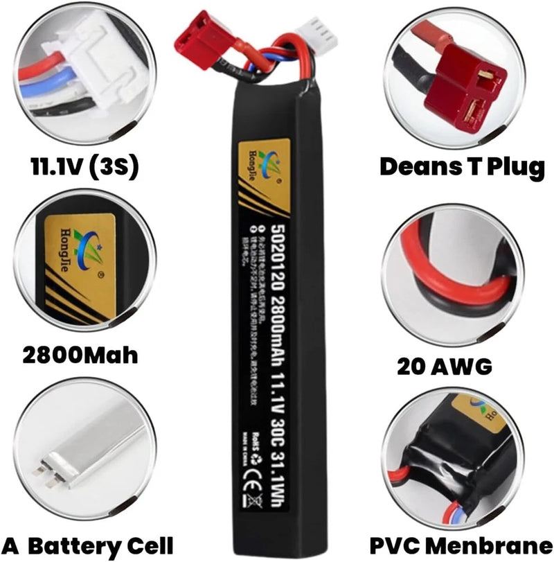 11.1V 2800mAh 30C Lipo Battery for RC water Guns AK47,MP5K,MP5,Scar,M249,AUG,AEG Battery