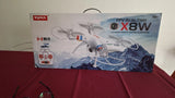 FPV drone product box with Syma branding and X8W illustration