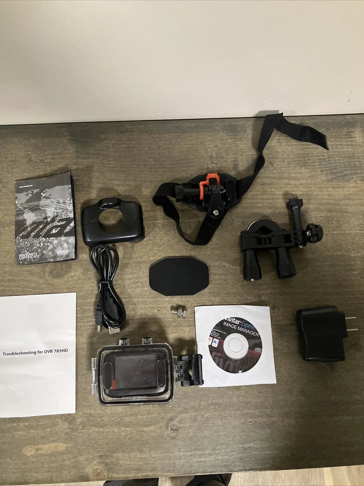 Vivitar DVR 785HD Action Sports - Black Camera Video Recorder Waterproof Mounts