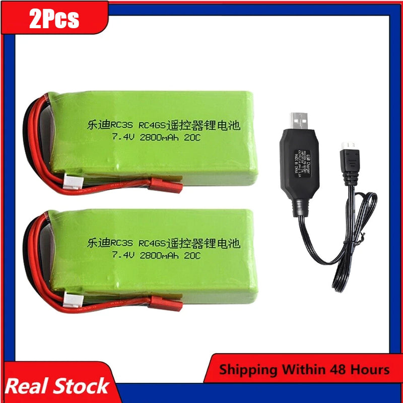 2Pcs 7.4V 2800mah 20C rechargable Battery For Radiolink RC4GS RC6GS Transmitter