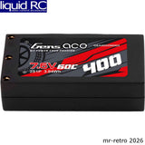 Gens Ace 4002S60D2 400mAh 2S 60C 7.6V HV Hardcase LiPo Battery w/ XT-60 Plug