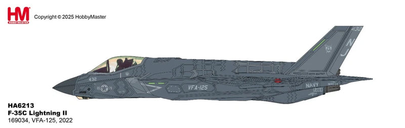 Die-cast F-35C Lightning II model aircraft in dark gray, VFA-125 markings