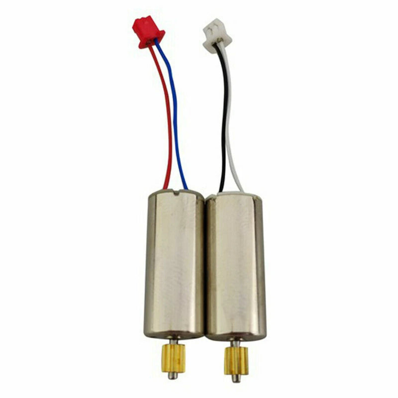 Pair of cylindrical drone main motors with red/blue and white/black wire connectors