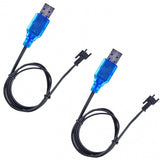 USB battery charger cable with blue USB plug and black wire, for Li-po/Li-ion 1S