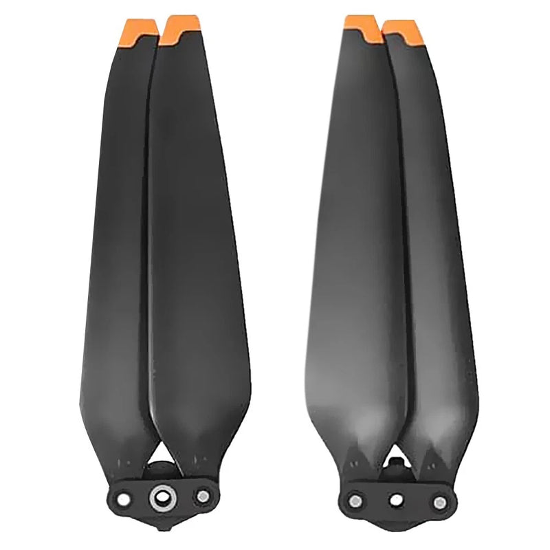 Black propeller blades with orange tips, quick-release motor mounts (pair)