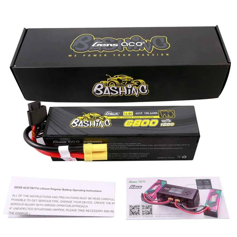 Gens ace 14.8V 6800mAh 4S 120C G-Tech Smart Bashing Hardcase LiPo Battery: EC5 Battery