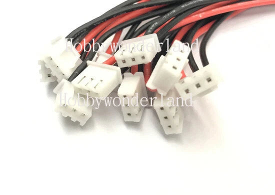 3Pin JST-XH LiPO battery balance charger 2s 7.4v silicone 22AWG 10cm wire x 10