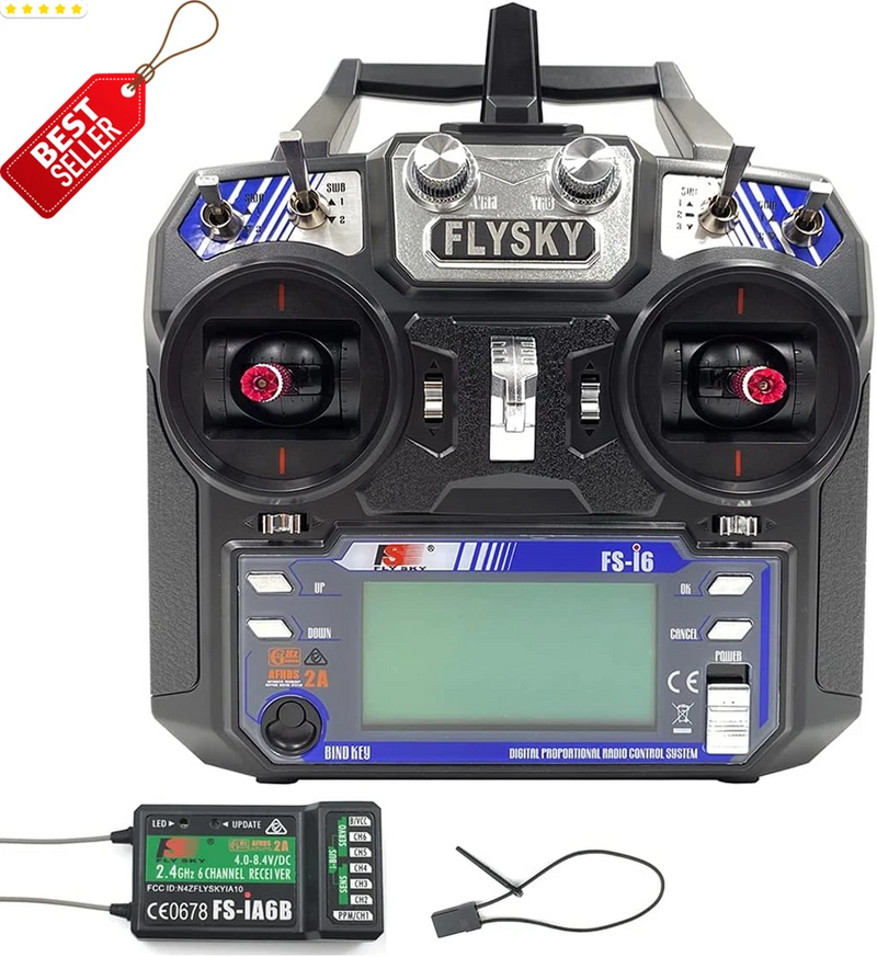 FlySky FS-I6 6CH 2.4GHz RC Transmitter w/ IA6B Receiver Mode 2 Drone Plane - US
