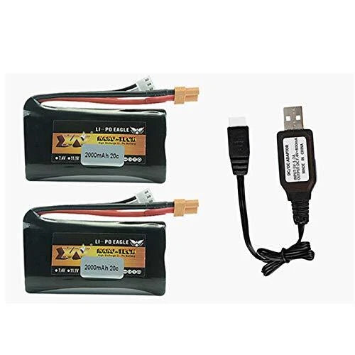 7.4V 2000mAh Lipo Battery for Huina 580 550 583 582 RC Excavator Vehicles Truck