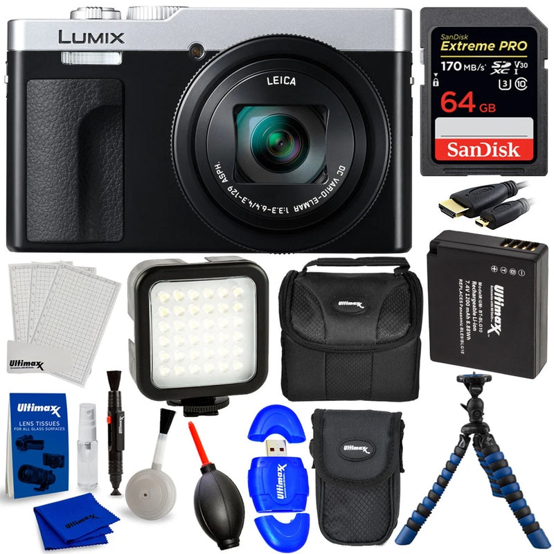 Panasonic TZ99 ZS99 Digital Camera (Silver) DC-TZ99E-S - 12PC Accessory Bundle