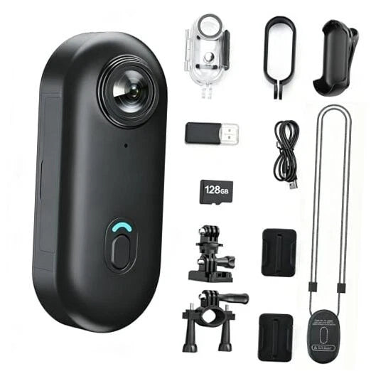 4K Mini Body Camera 128GB, Wearable Magnetic Clip-On Camera, 150?? Wide 128 GB