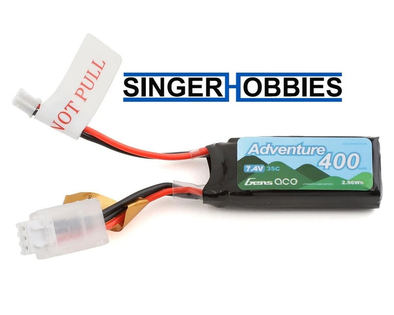 GENS ACE GEA354002SJS 2S LiPo Battery 35C (7.4V/400mAh) w/JST-PH2.0 SCX24 HH Battery