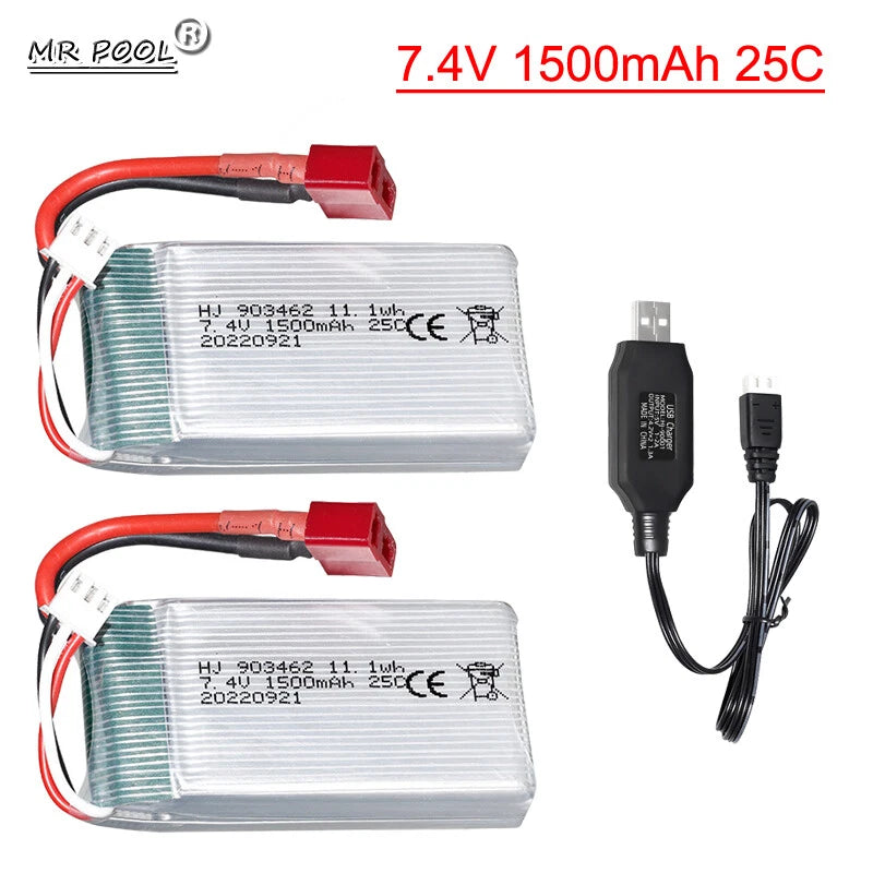 7.4v 1500mah 25C Lipo Battery For WLtoys 144001 V913 Q212G V912 V262 L959 RC toy