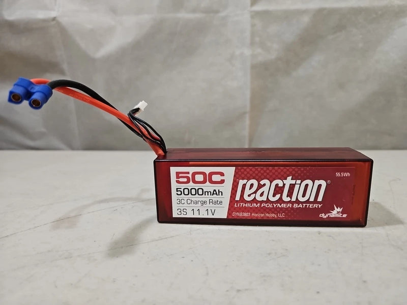 Dynamite Reaction 7.4V 5000mAh 2S 50C LiPo, Hardcase: EC3 TESTED HARDLY USED!! Battery