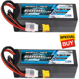 NHX Muscle Pack 4S 14.8V 6000mAh 50C Hard Case Lipo Battery (2) w/XT60 Connector Battery