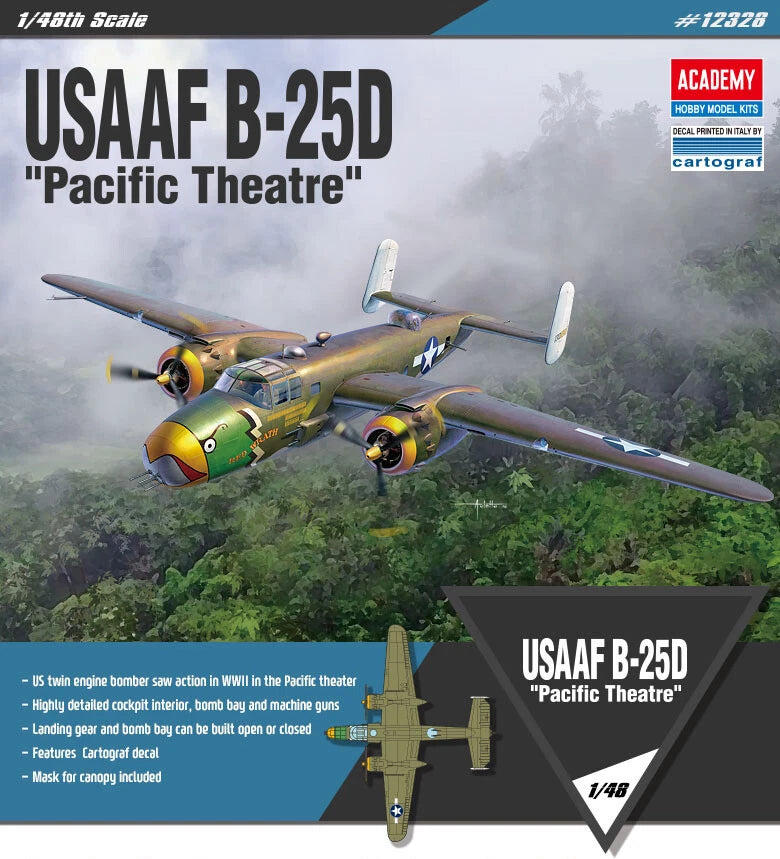 1/48th Scale USAAF B-25D Pacific Theatre #12328 ACADEMY HOBBY MODEL KITS