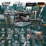 Quadcopter drone with mounted camera, four rotors, and controller screen shown