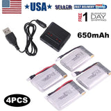 4PCS 650mAh 3.7V Battery + USB Charger for Syma X5C X5C X5SC X5SW Drone BC685