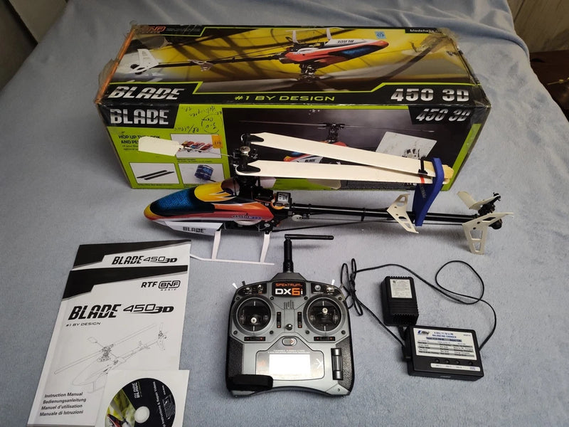 3D electric RC helicopter kit with remote controller and accessories, boxed
