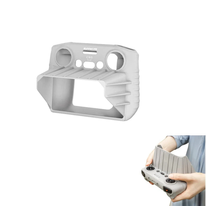 White drone accessory sunshade hood with circular openings and side vent