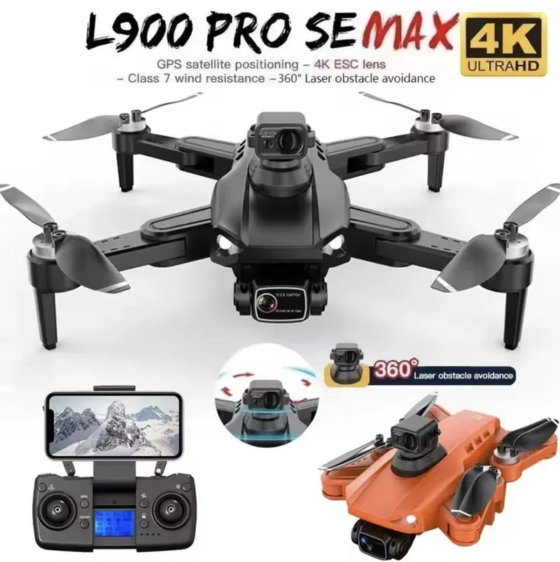 Black 4K GPS quadcopter drone with camera, four propellers, obstacle avoidance