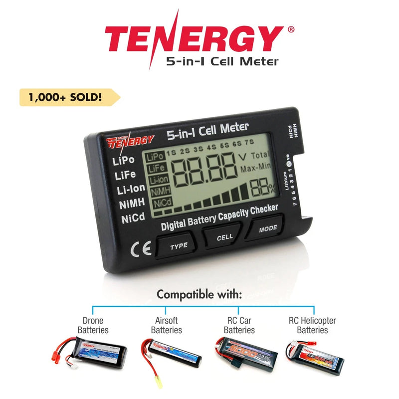 Tenergy 5-in-1 Intelligent Cell Meter Battery Capacity Checker Servo PPM Tester
