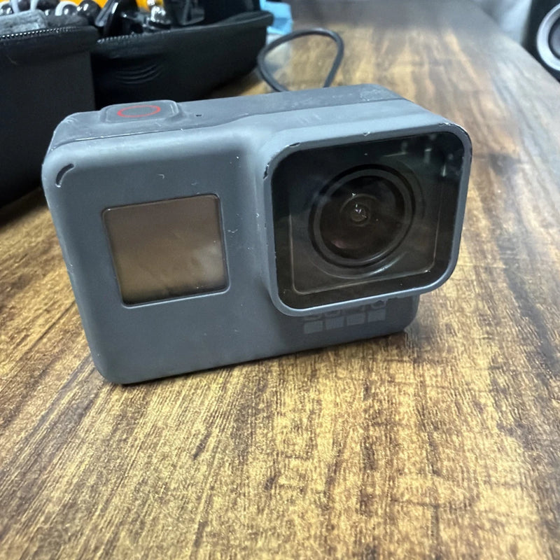 GoPro Hero6 action camera, dark gray body with front screen and wide-angle lens