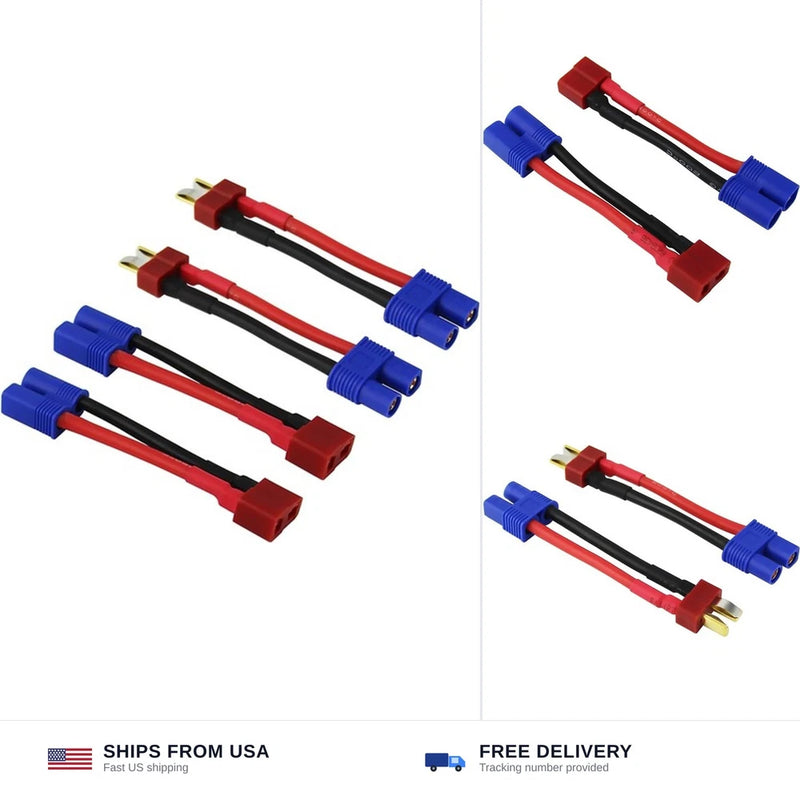 4pcs T-Plug to EC3 RC Connector Adapter 14awg 2inch Wire Battery ESC Converter