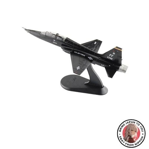 T-38A Talon U.S. Air Force fighter jet scale model on display stand, black and gray