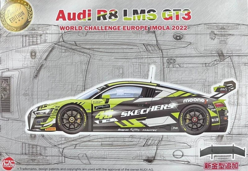 NuNu 24044 1/24 Scale Model Car Kit Audi R8 LMS GT3 World Challenge Europe 2022