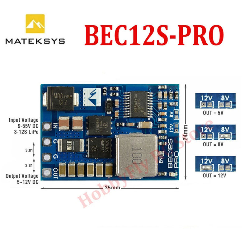 MATEK BEC12S-PRO 9-55V TO 5V/8V/12V-5A Voltage Regulator Module 4X For RC Drone