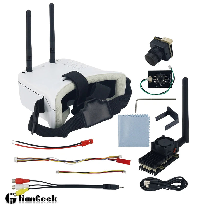 5.8G 2000mW Wireless Video Transmission System 3" FPV Goggles & 1200TVL Camera