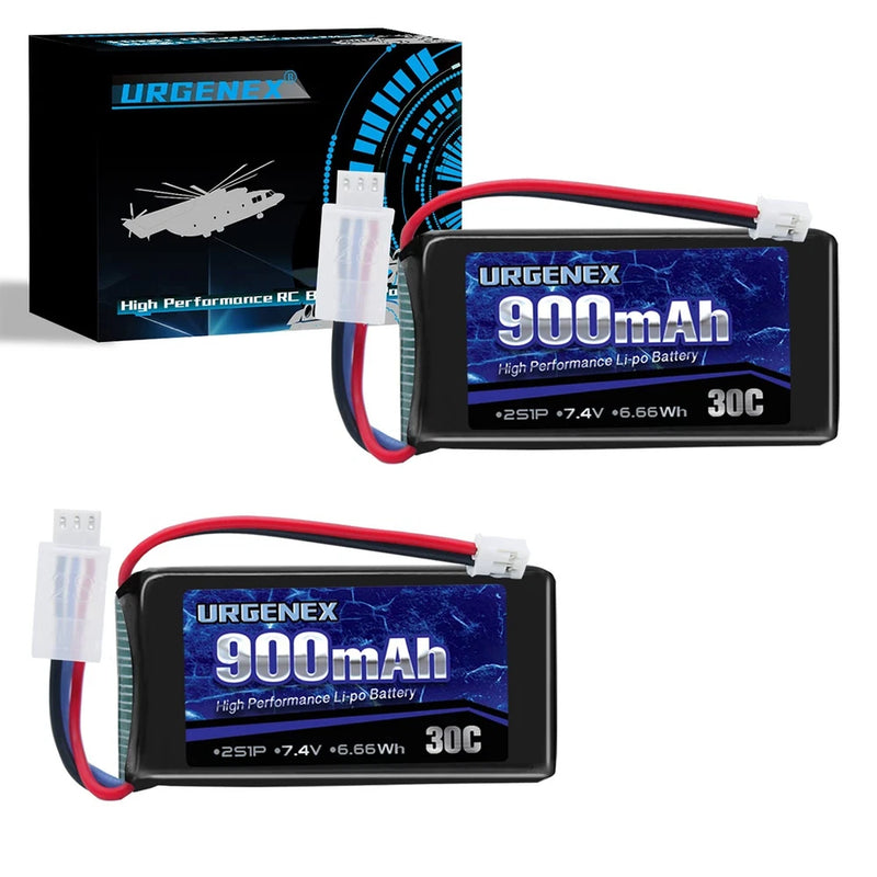 SCX24 7.4V 2S 30C 900mAh Rechargeable Lipo PH2.0 Plug Compatible 1/10 1/16 Battery