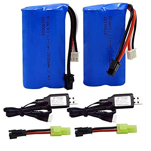 2pcs 7.4V 2S 15C 1500mAh Lipo Battery with SM2P Plug for H105 H103 H101 RC Boat