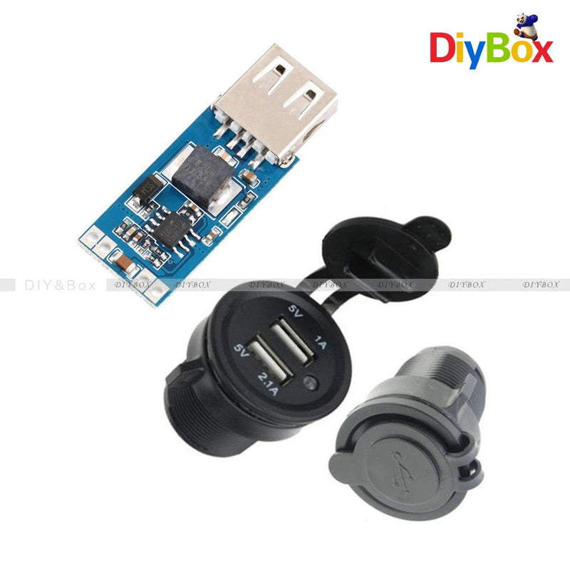 12-24V Dual USB Port Car Charger Adaptor 2A USB Vehicle Step Down Power Module