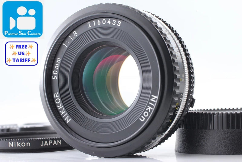 Nikon Nikkor 50mm f/1.8 pancake prime lens, front glass and engraved ring