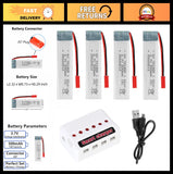 500mAh 3.7V Lipo Battery with JST Plug for RC Helicopters + 6-in-1 Charger - 4 P